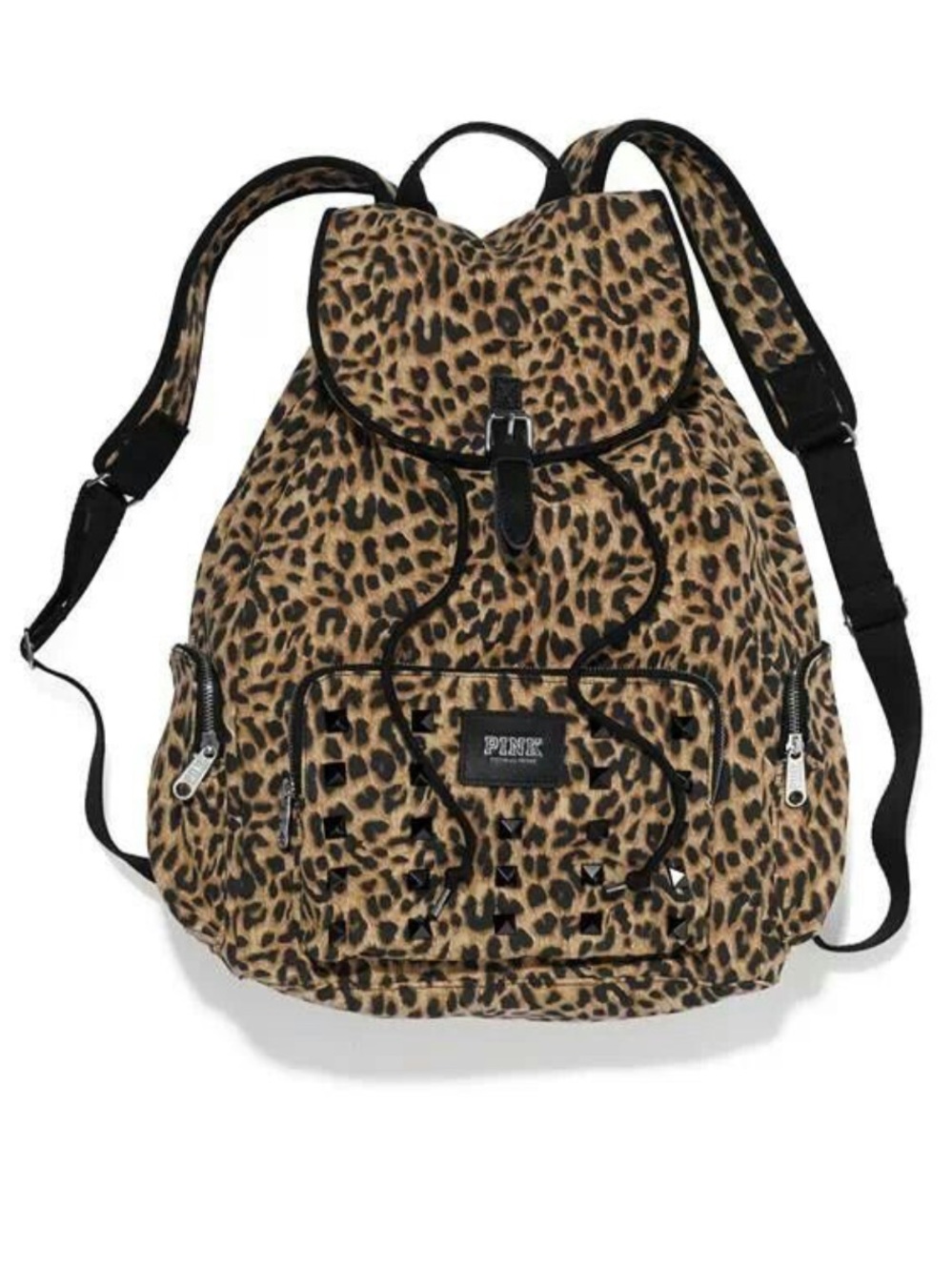 PINK Victoria's Secret Leopard Print Drawstring Backpack - Brown & Black
